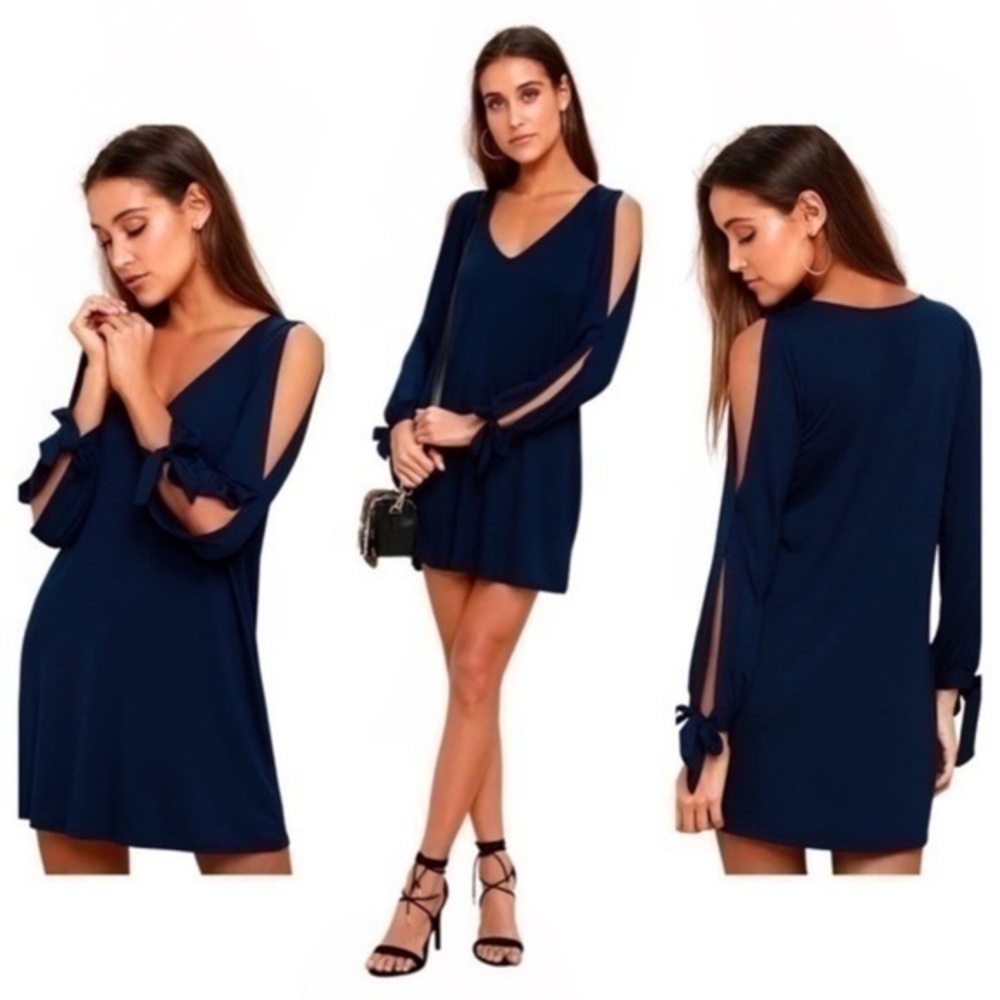 Lulu’s Glory of Love Navy Blue Shift Dress Large L